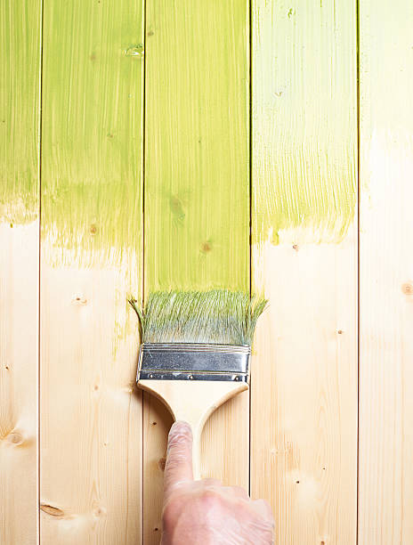 istock Process of painting wooden boards 522735060