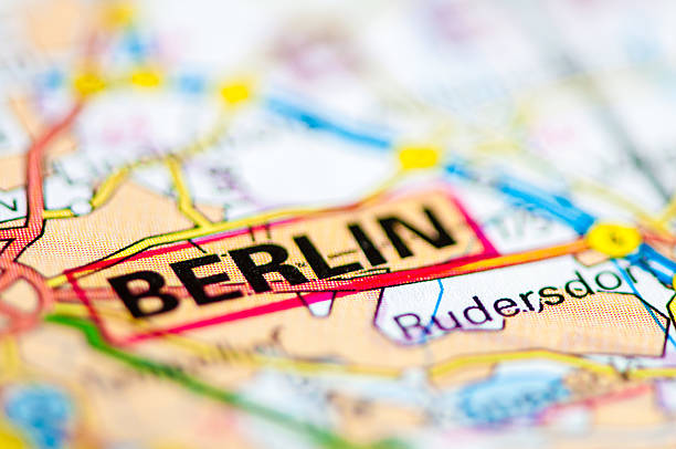istock Close-up on map over Berlin city, travel destination concept 522735825