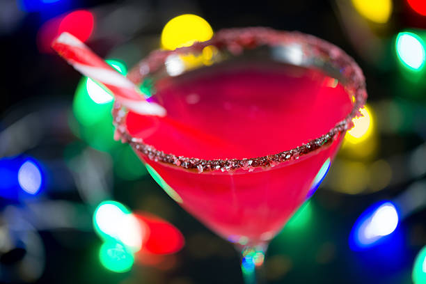 Christmas Candy Cane Infused Cocktail stock photo