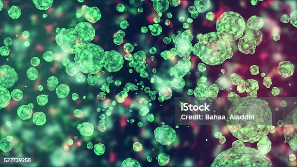 Viruses Attacking Cells Or Bacterias Under Microscope Stock Photo - Download Image Now