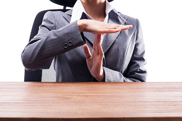 istock Businesswoman Showing Stop Hand Sign 522739367