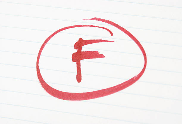 Test Grade An F is given to a student for poor work. letter f photos stock pictures, royalty-free photos & images