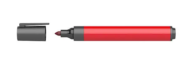 Red permanent marker isolated on white background