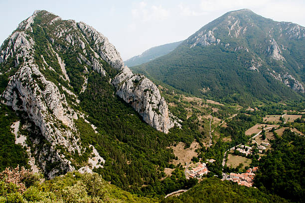 Capafonts, Spain – June 4, 2020: Panorama of Capafonts Village in Prades Mountains, Tarragona.