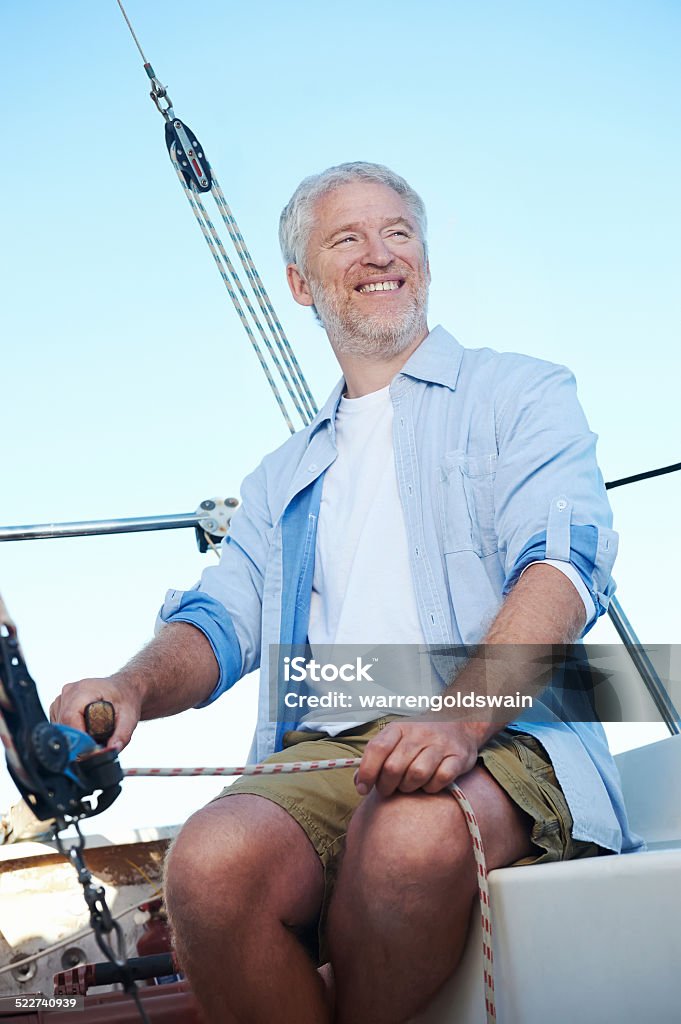 sailing man happy sailing senior retired man Active Seniors Stock Photo