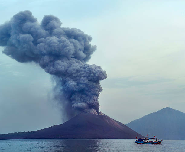 Volcano eruption.  Krakatau stock photo