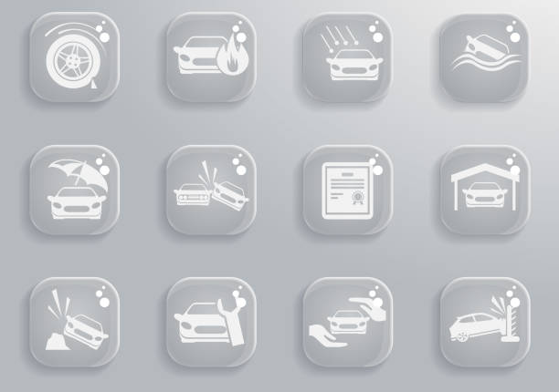 Car Insurance Icons Car Insurance simply symbol for web icons and user interface car hailstorm stock illustrations