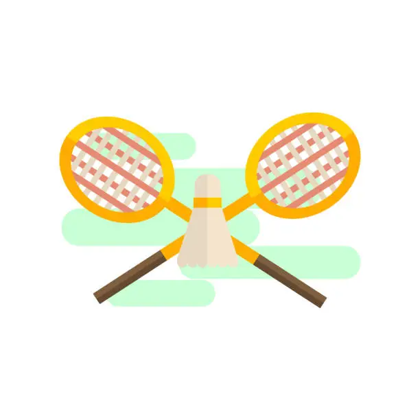 Vector illustration of Badminton Playing Set