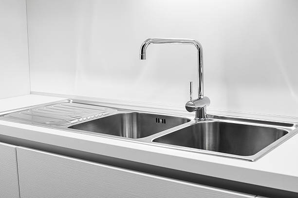 istock Double bowl stainless steel kitchen sink 522747872