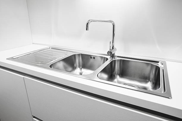 istock Double bowl stainless steel kitchen sink 522747882