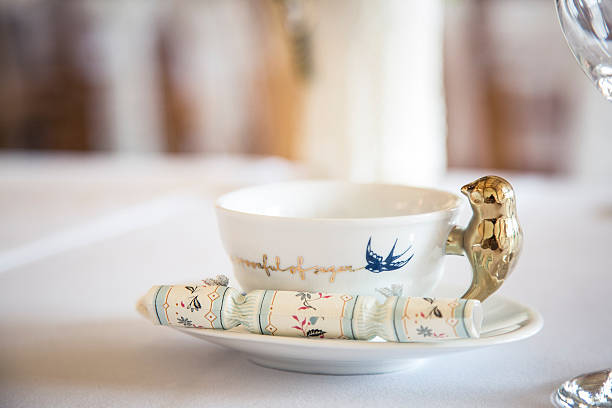 Vintage Tea Cup and Saucer Vintage Tea Cup and Saucer  tea party horizontal nobody indoors stock pictures, royalty-free photos & images