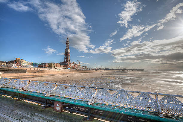 Blackpool Tower. The famous Blackpool Tower taken from the North Pier. lancashire photos stock pictures, royalty-free photos & images