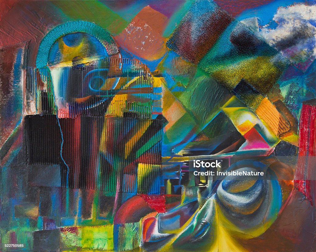 Abstract collage Fine art painting by Fernando Alvarez Charro, the author of the photo. Cubism Stock Photo