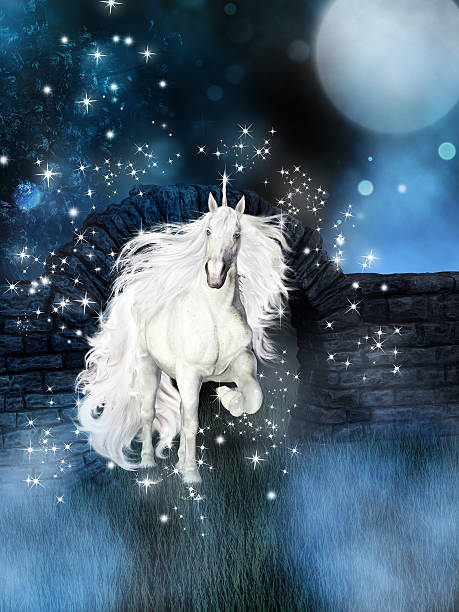 istock magical background with white unicorn 522750625
