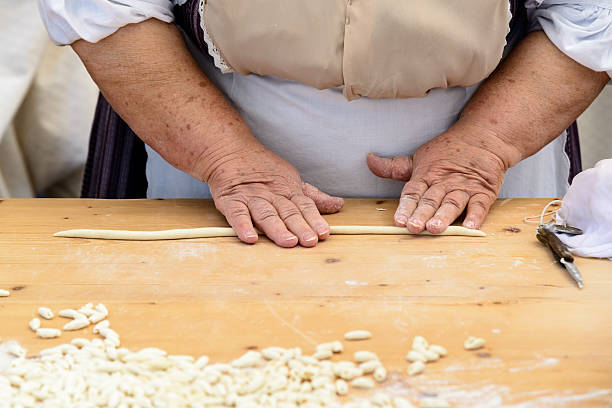 Gnocchi pasta of Sardinia stock photo