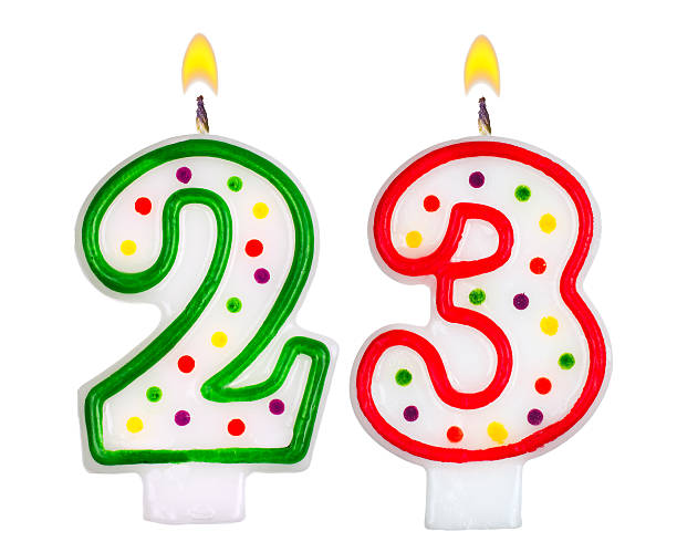 istock Birthday candles number twenty three isolated on white 522751095