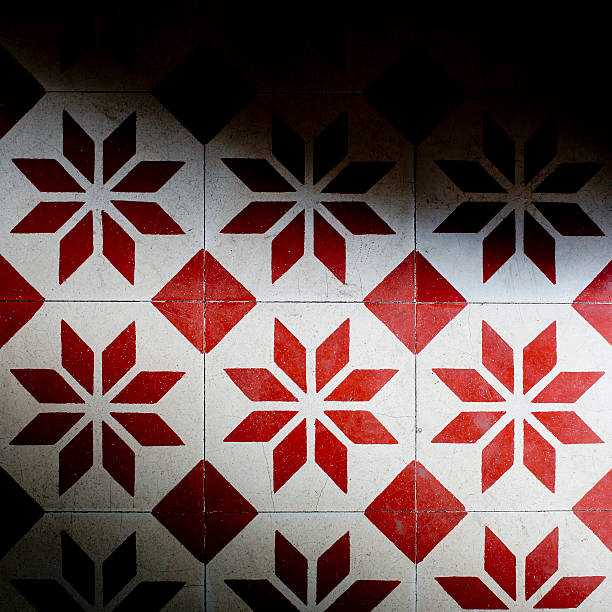 istock Tiles red and white colors background texture 522751377