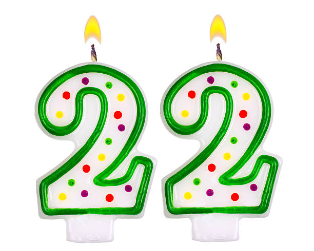 istock Birthday candles number twenty two isolated on white background 522751661