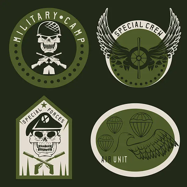 Vector illustration of Special unit military emblem set vector design template