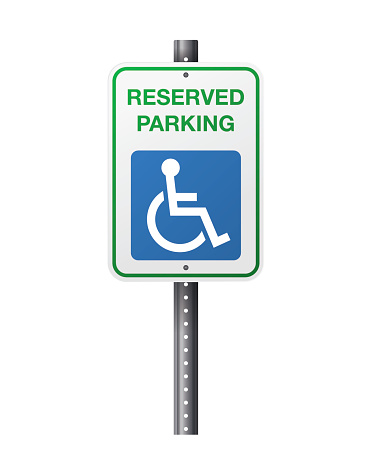 An illustration of a handicap reserve parking sign and symbol on a white background. Vector EPS 10 available.