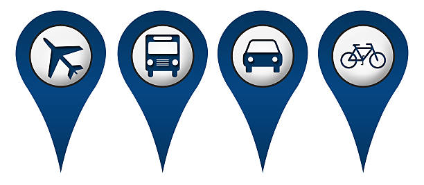 Cycle Plane Bus Car Location Icons stock photo