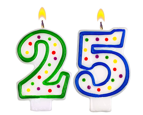 istock Birthday candles number twenty five isolated on white background 522752515