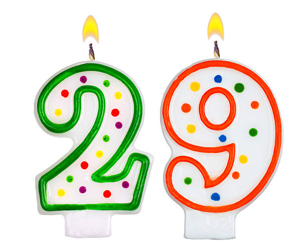 istock Birthday candles number twenty nine isolated on white background 522752733