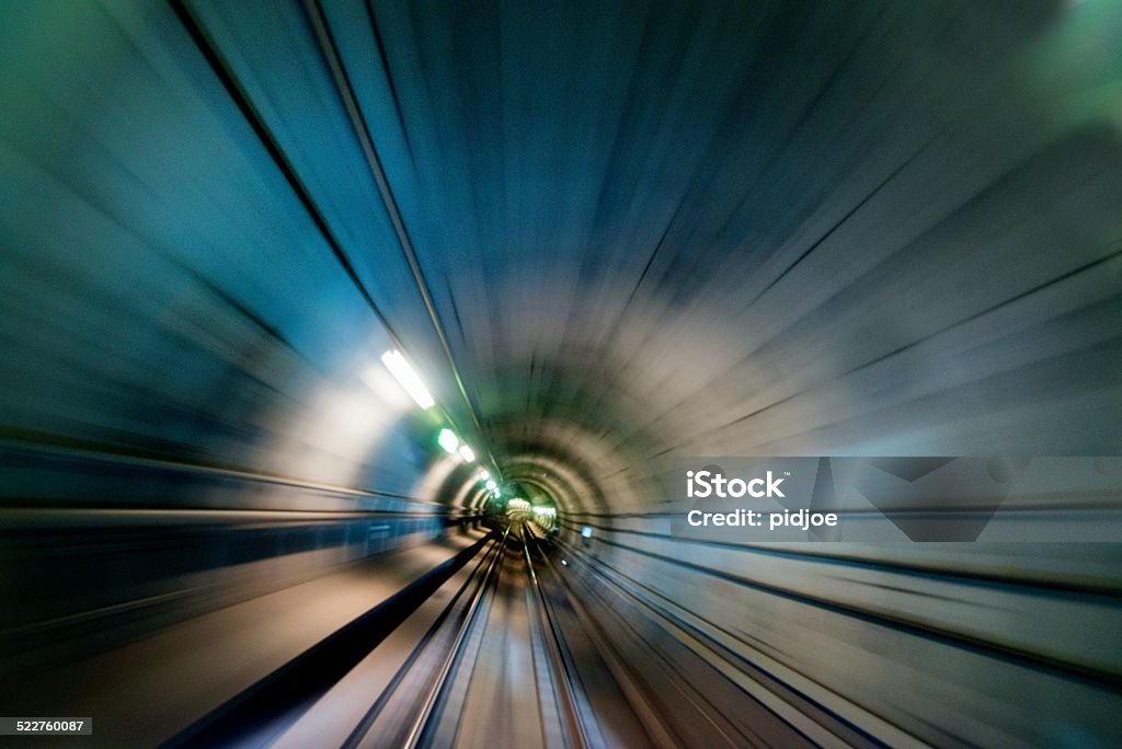 Metro tunnel, blurred motion Blurred motion in metro tunnel. Copenhagen Stock Photo