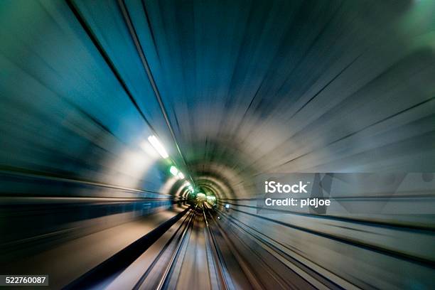 Metro Tunnel Blurred Motion Stock Photo - Download Image Now - Copenhagen, Train - Vehicle, Train Tunnel
