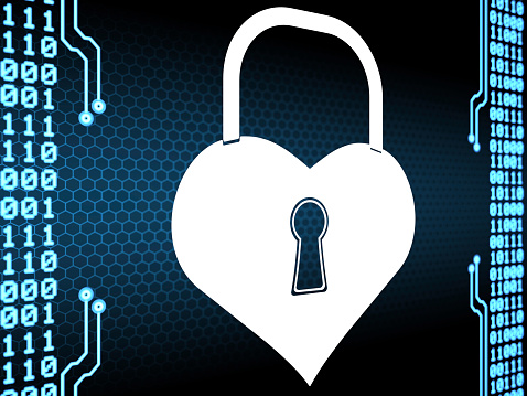 Love Heart lock Security concept