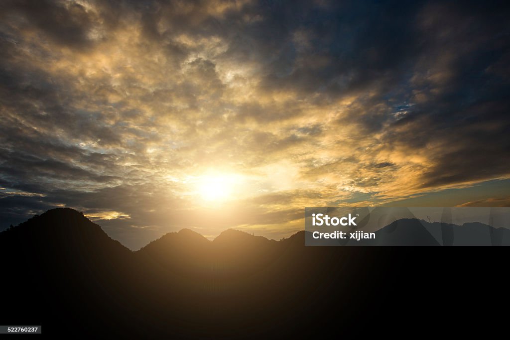 Sunset Sunrise clouds Awe Stock Photo