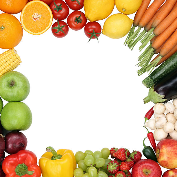 istock Frame from fruits and vegetables with copyspace 522760591