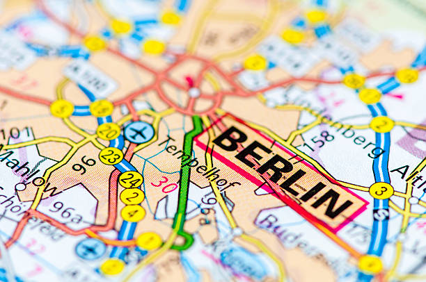 istock Close-up on map over Berlin city, travel destination concept 522760847