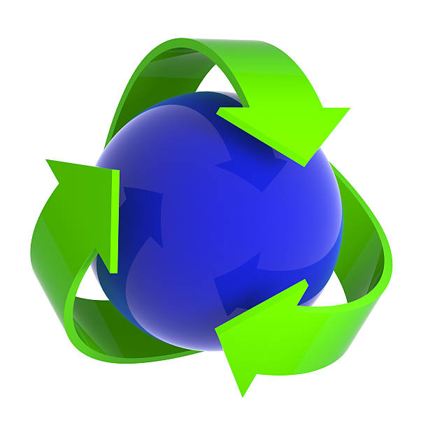 istock 3d Blue ball recycle symbol 522761151