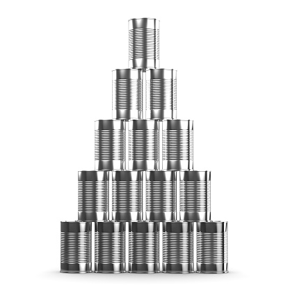 3d render of a stack of tin cans