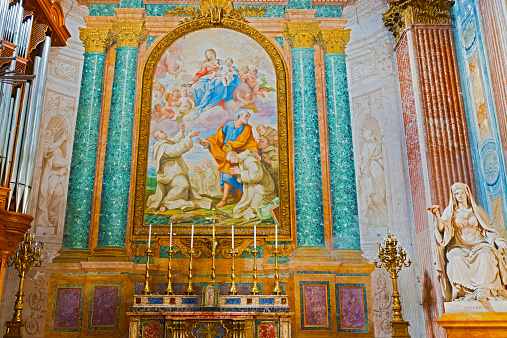 Altar inside the  Basilica of Santa Maria Degli Angeli E Dei Martiri in Rome, Italy.
