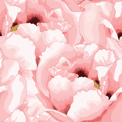 Beautiful seamless background with pink flowers. Hand-drawn with effect of drawing in watercolor