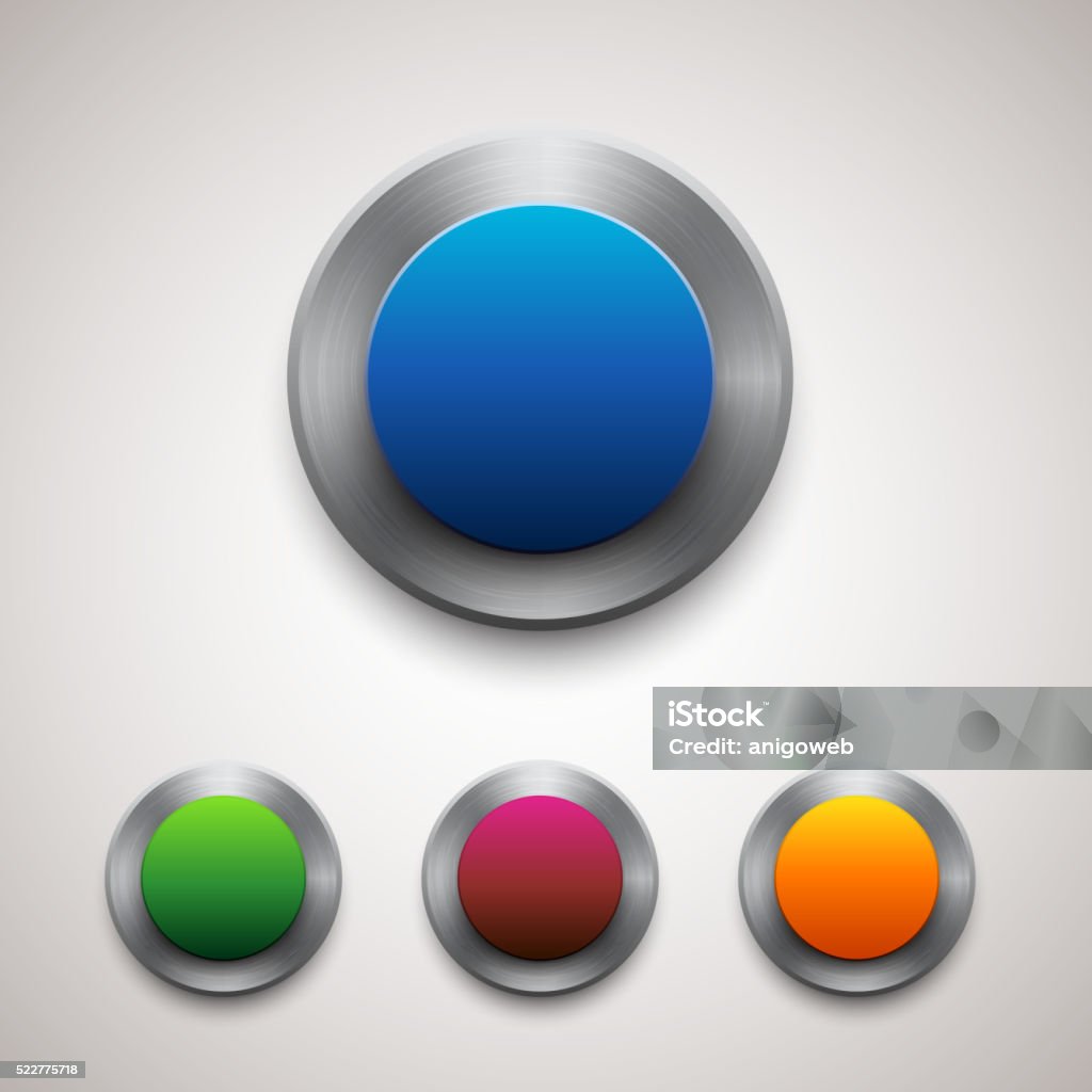 Metal Button 2d Vector Vector Metal Button Set Stock Illustration - Download Image Now ...