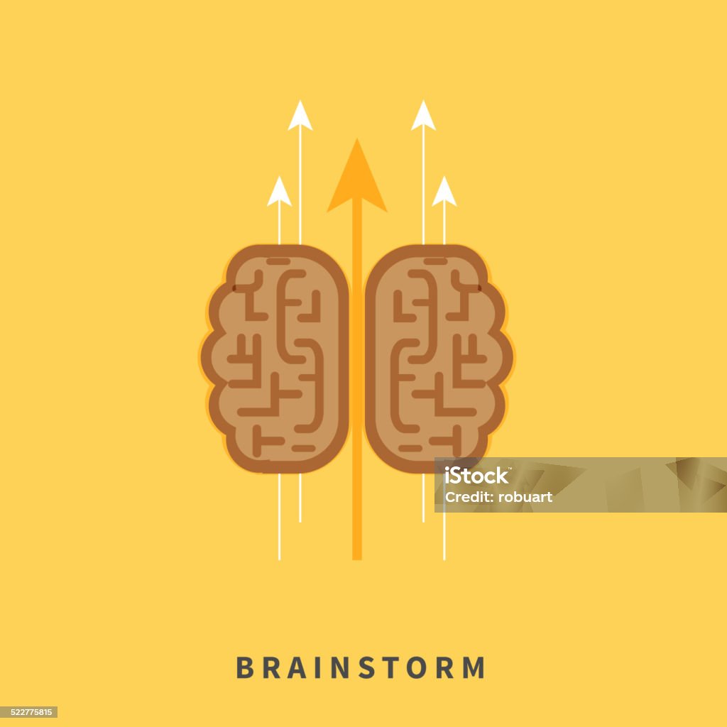 Brainstorm headwork concept Brainstorm headwork concept with education icons in flat design Adult stock vector