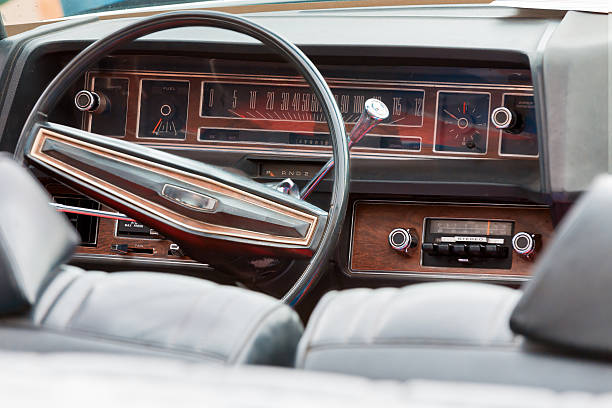 istock Interior of a classic vintage car 522776006