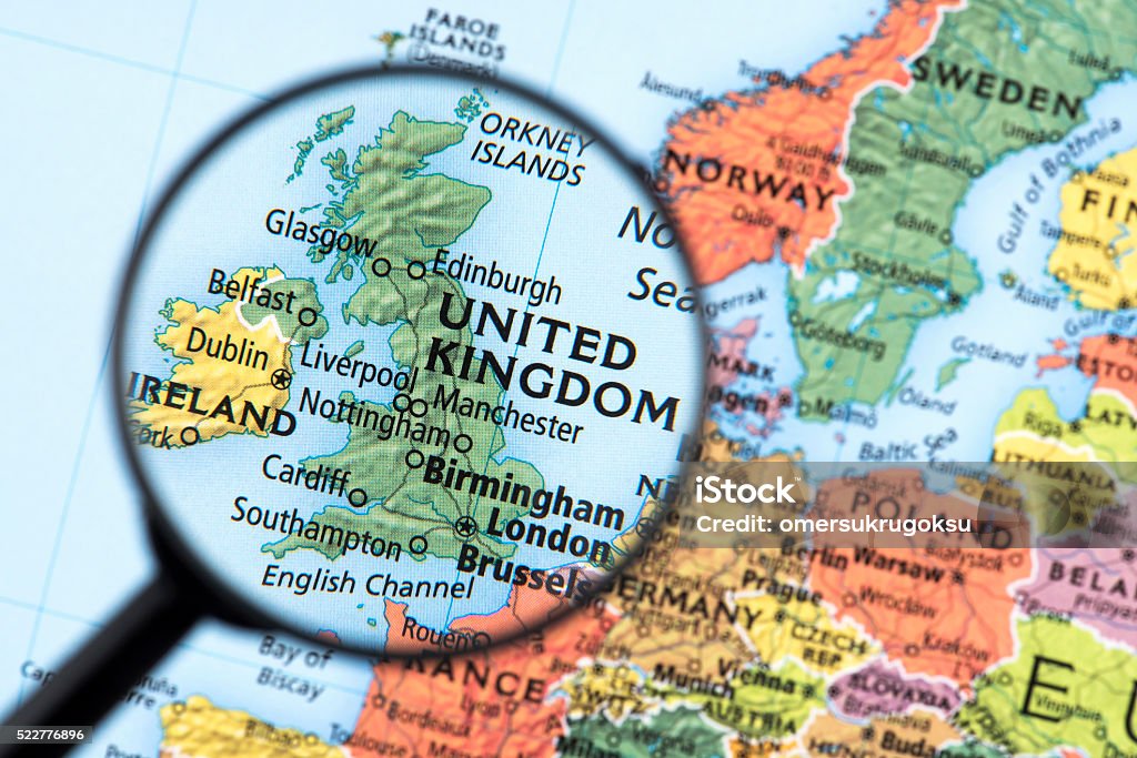 Map of United Kingdom Map of United Kingdom. Detail from the World Atlas. Selective Focus. UK Stock Photo