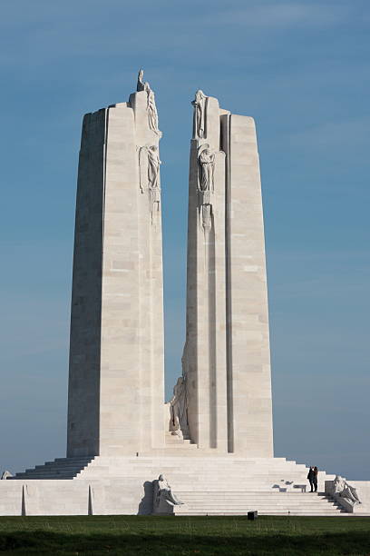 Canadian memorial of vimy Vimy, France - November 11, 2014: Canadian memorial of vimy in Nord region of France.  Memorial to the first world war. People visits the memorial to the centenary of the Great War Armistice vimy memorial stock pictures, royalty-free photos & images