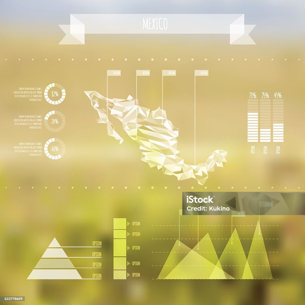 Mexico Abstract Map Abstract Mexico Map With Infographic Elements On Blurred Backgro Stock ...