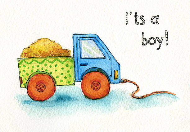 istock Truck toy car for boy watercolor 522778940
