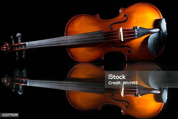 Isolated Violin On Black Background Stock Photo - Download Image Now - Antique, Art, Bass Instrument