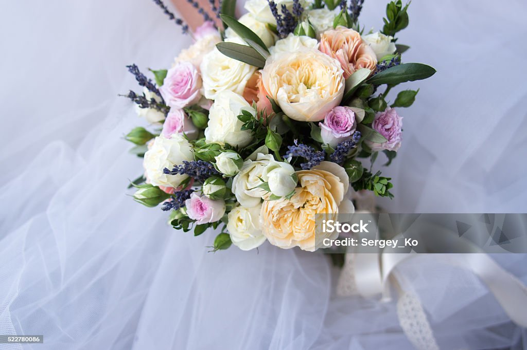 Colorful Bouquet Of The Bride With Roses Lavender And Peonies Stock Photo -  Download Image Now - iStock