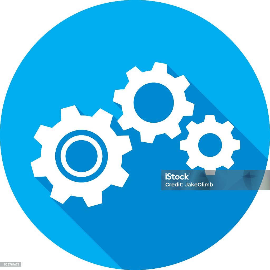 Gears Icon Silhouette Vector illustration of a blue gears icon in flat style. Gear - Mechanism stock vector