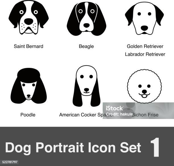 Set Of Cute Dog Face Icons Vector Illustration Stock Illustration - Download Image Now - Dog, Icon Symbol, Portrait