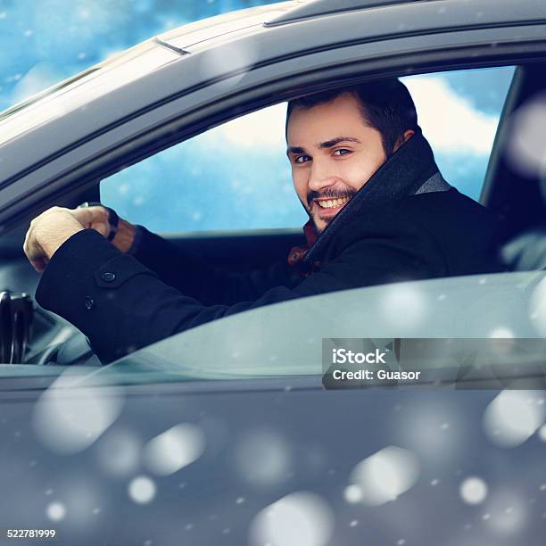 Transportation Winter And People Concept Closeup Happy Smilin Stock Photo - Download Image Now