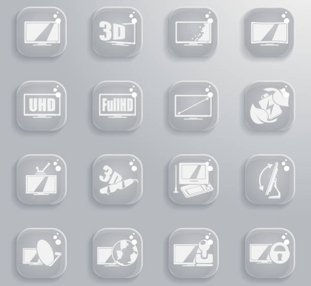 Vector TV features and specifications Vector TV features and specifications icon set specifications icon stock illustrations